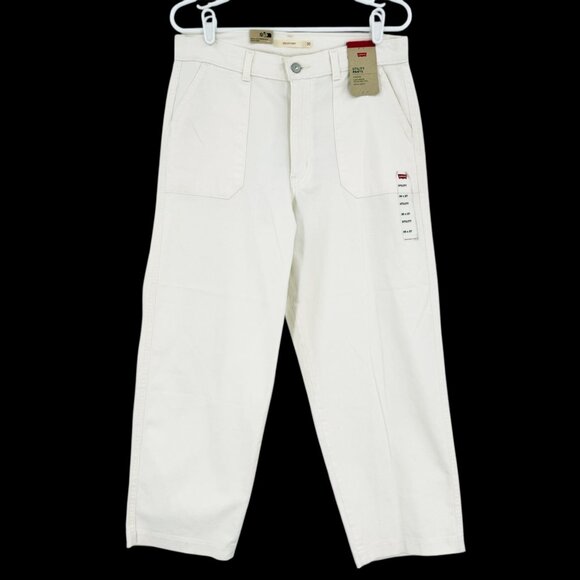 Levi's Women's Stretch White Utility Ankle Pants Size 30x27 Mid Rise Slim NWT - Picture 1 of 12